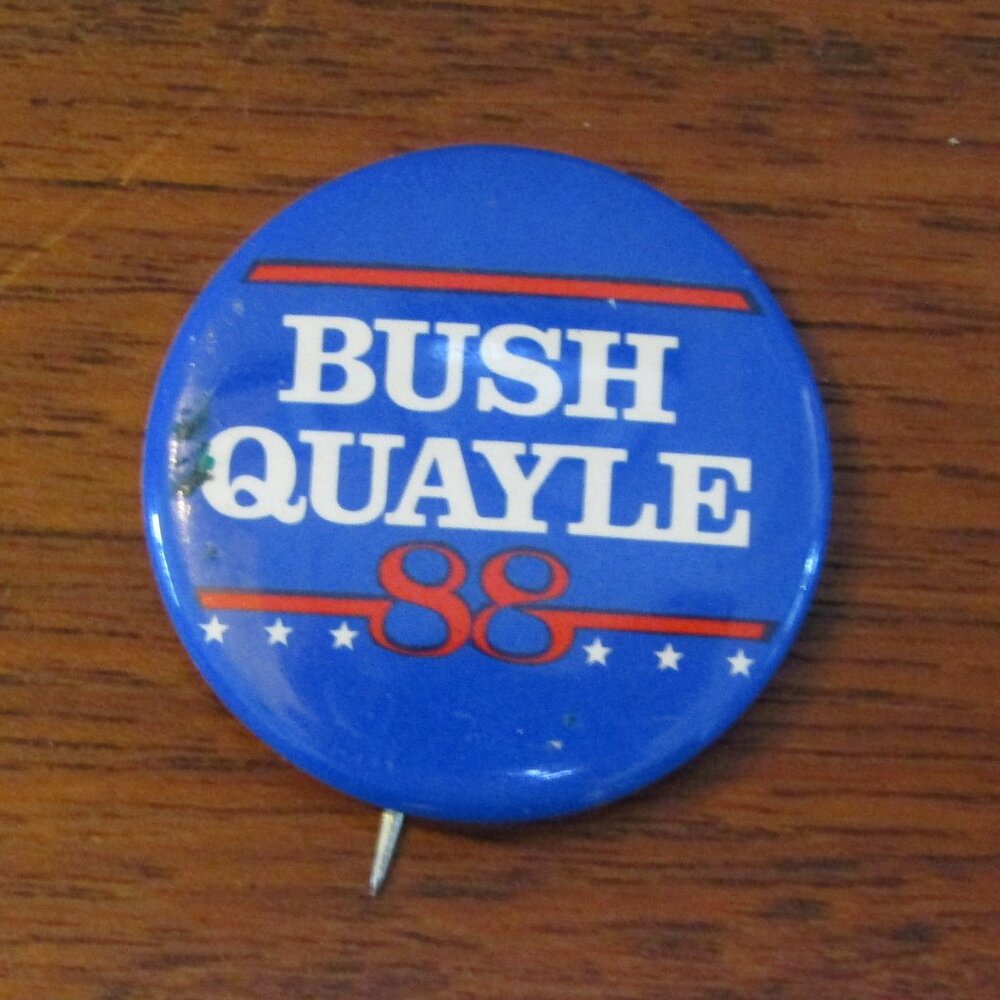Vintage 1988 President George H.W. Bush & Dan Quayle Political Campaign Button